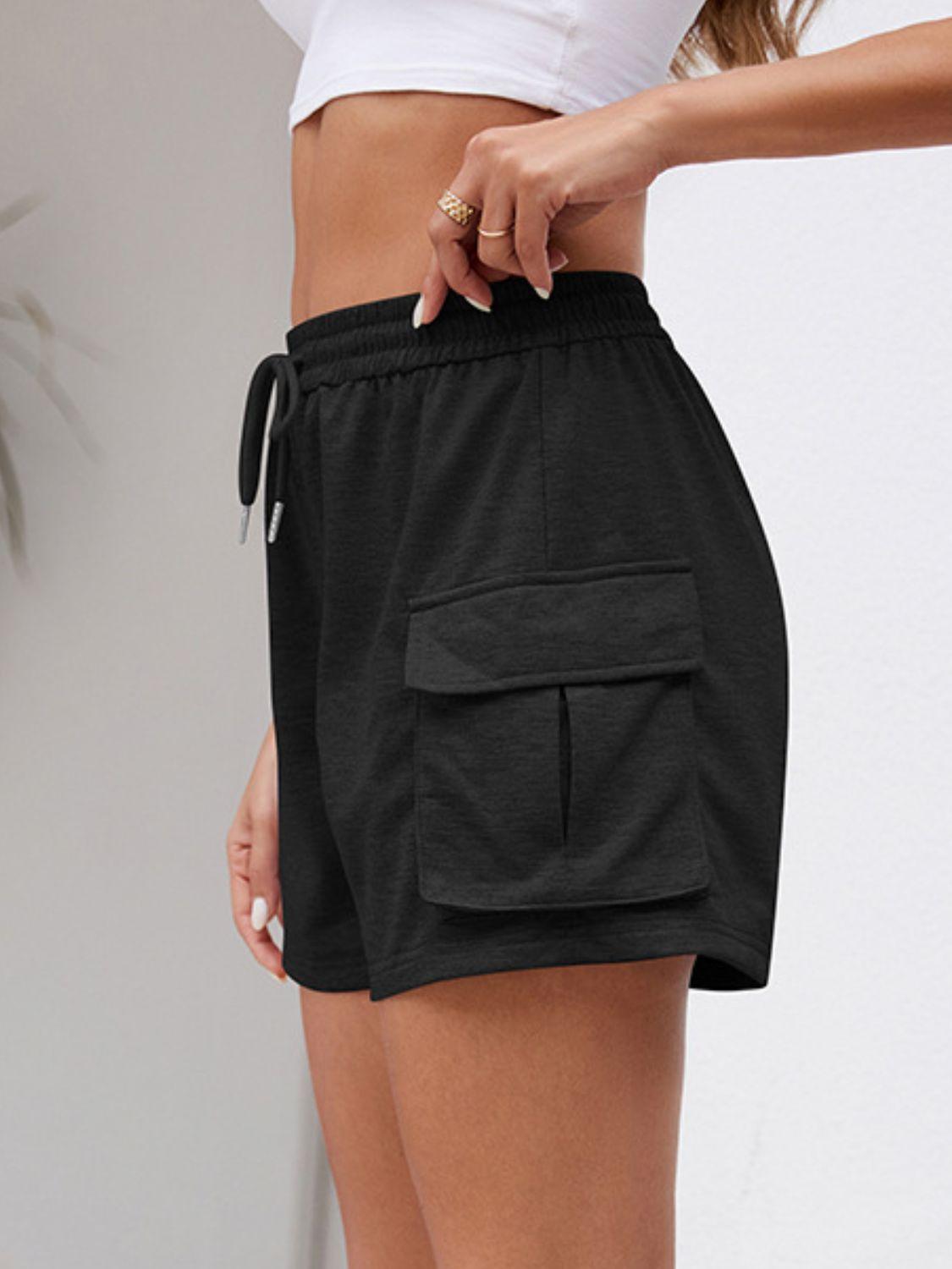 Drawstring Elastic Waist Shorts with Pockets - Trendy by Luna