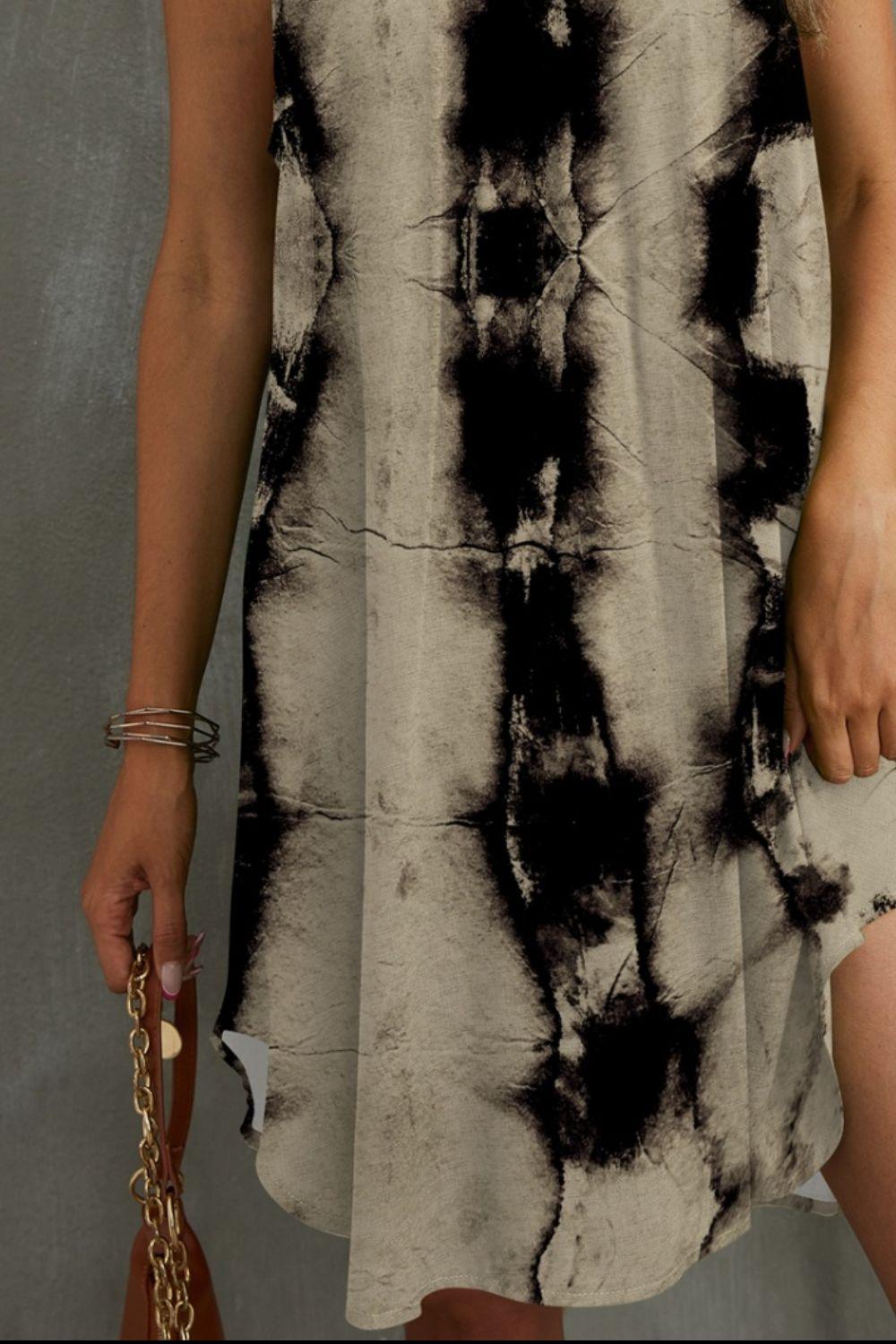 Tie-Dye Grecian Neck Dress - Trendy by Luna