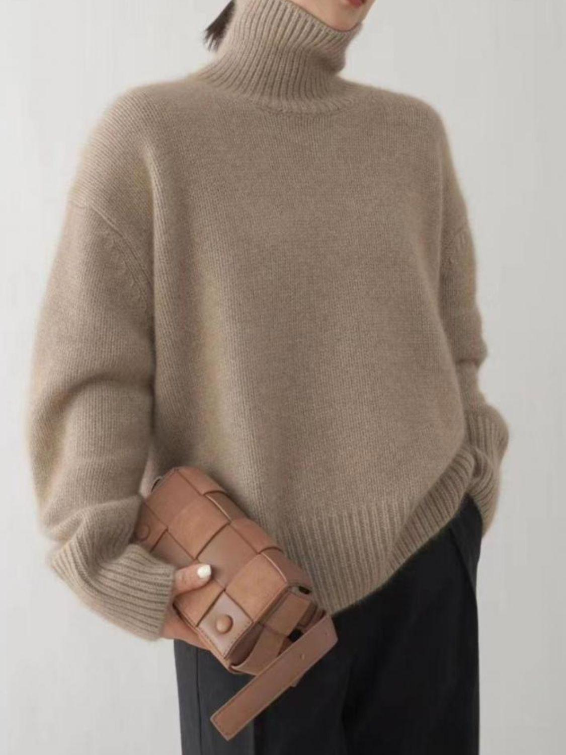 Trendy Oversized Turtleneck Sweater - Trendy by Luna