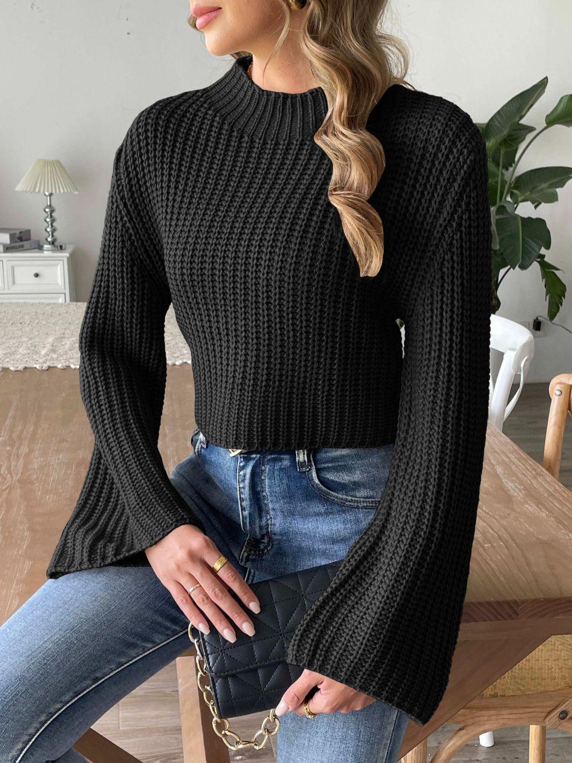 Trendy Mock Neck Long Sleeve Sweater - Trendy by Luna