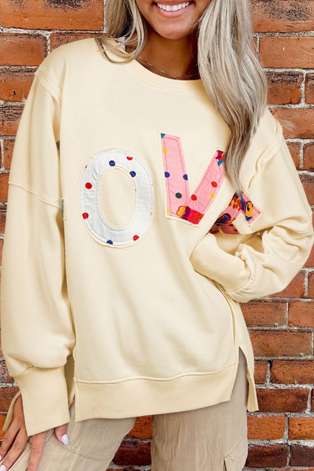 LOVE Patch Round Neck Sweater - Trendy by Luna