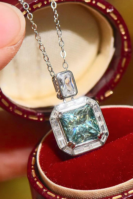 2 Carat Moissanite Square Pendant Necklace - Trendy by Luna