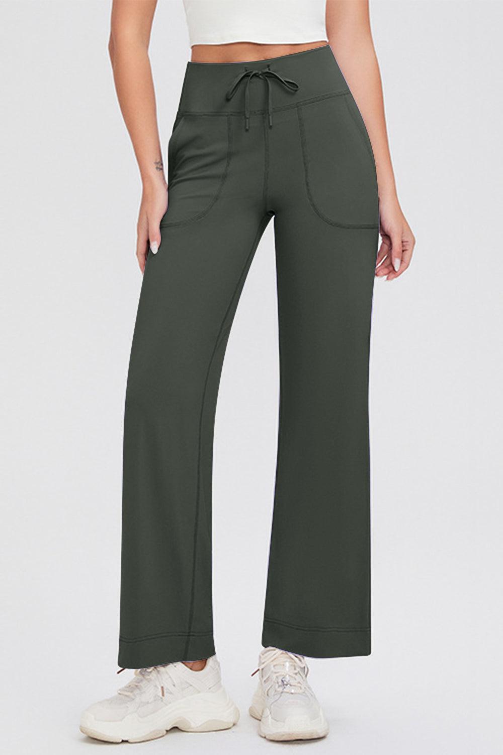 Basic Bae Full Size Drawstring High Waist Pants with Pockets - Trendy by Luna