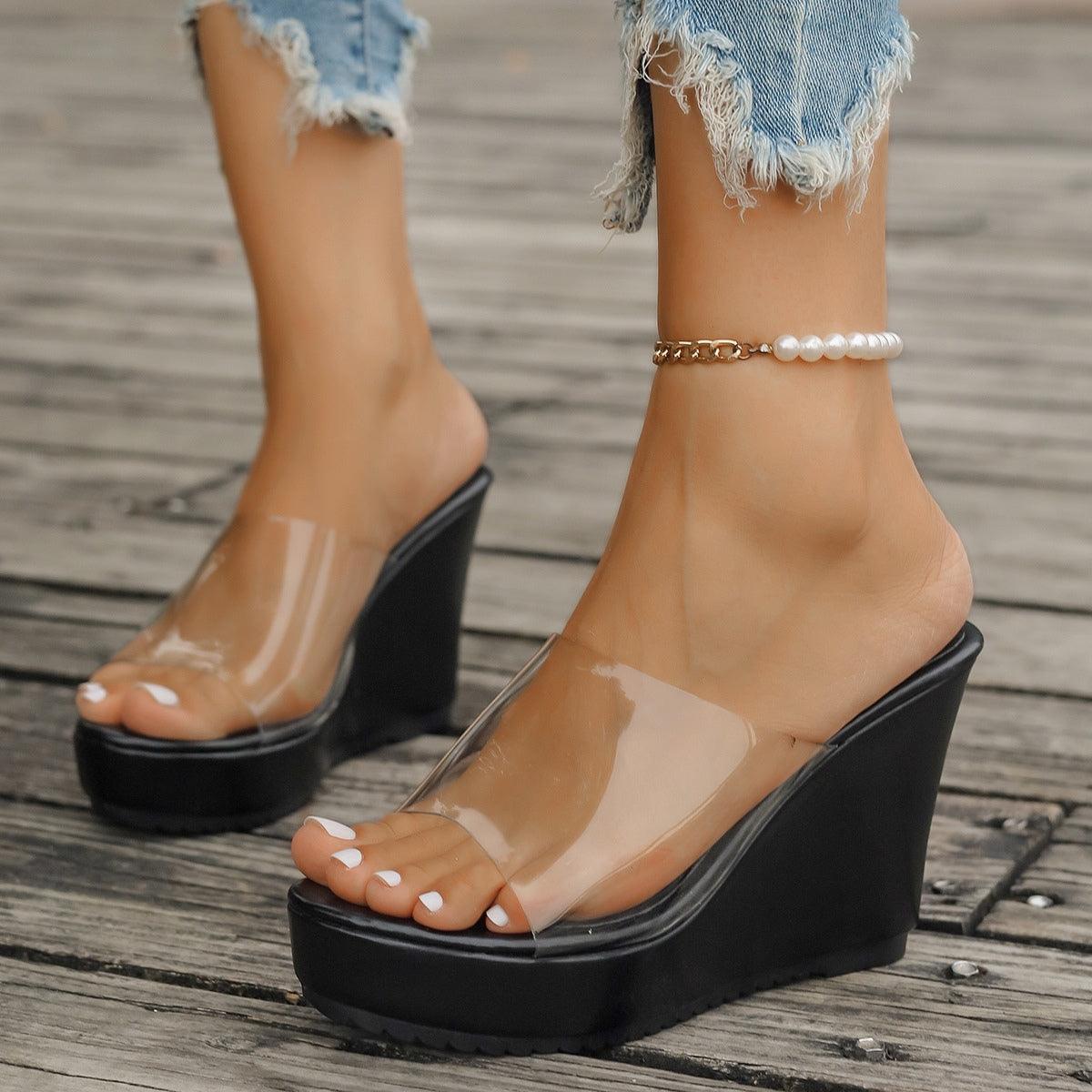 Open Toe Wedge Sandals - Trendy by Luna