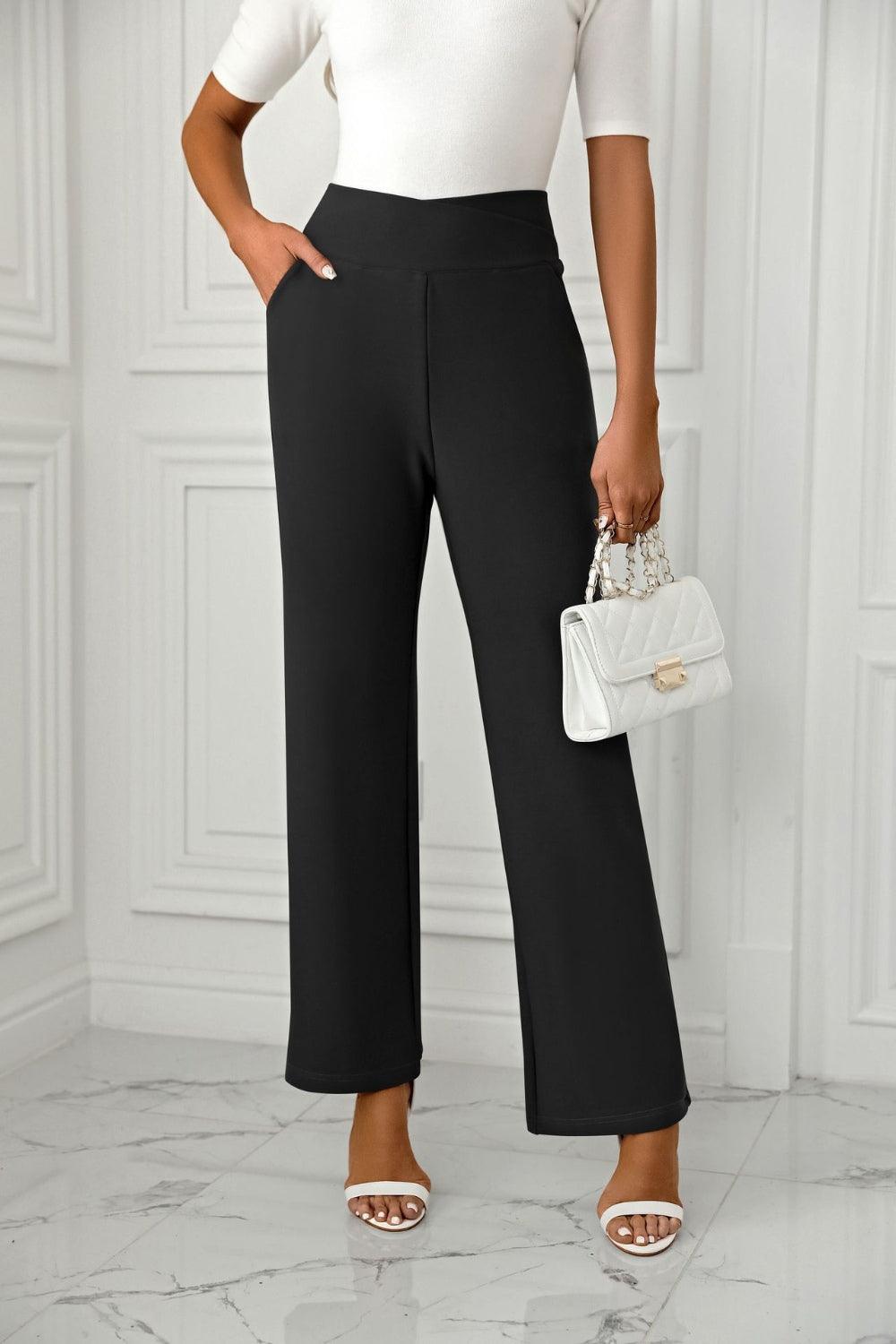 High Waist Straight Leg Pants - Trendy by Luna