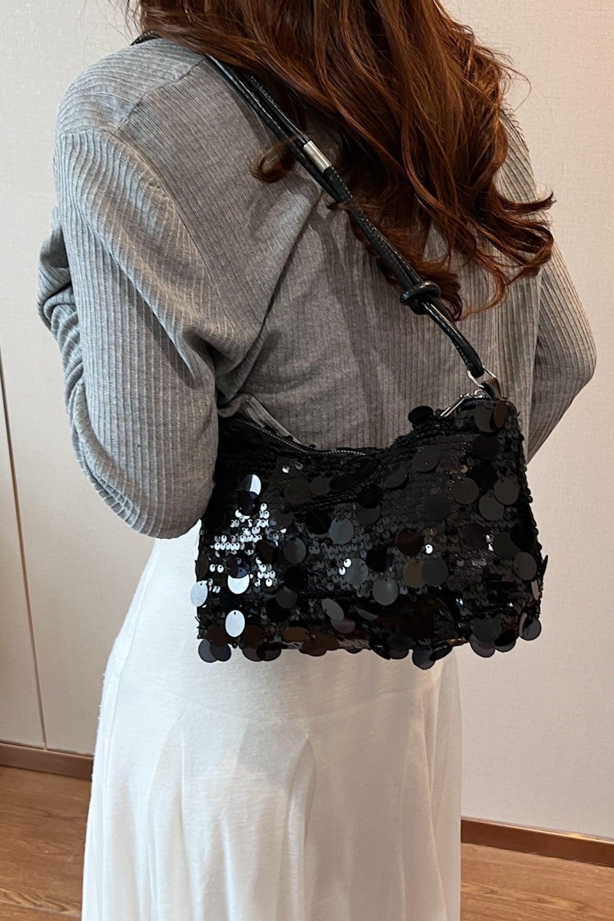 Sequin Knotted Straps Shoulder Bag - Trendy by Luna