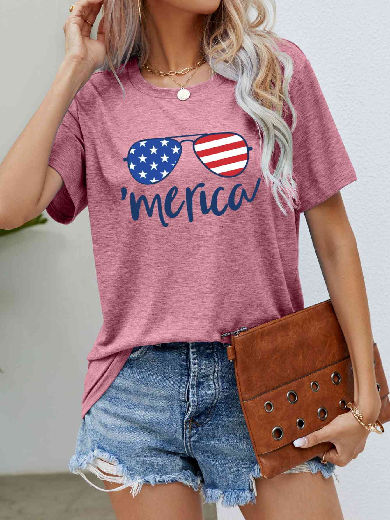 US Flag Glasses Graphic Tee - Trendy by Luna