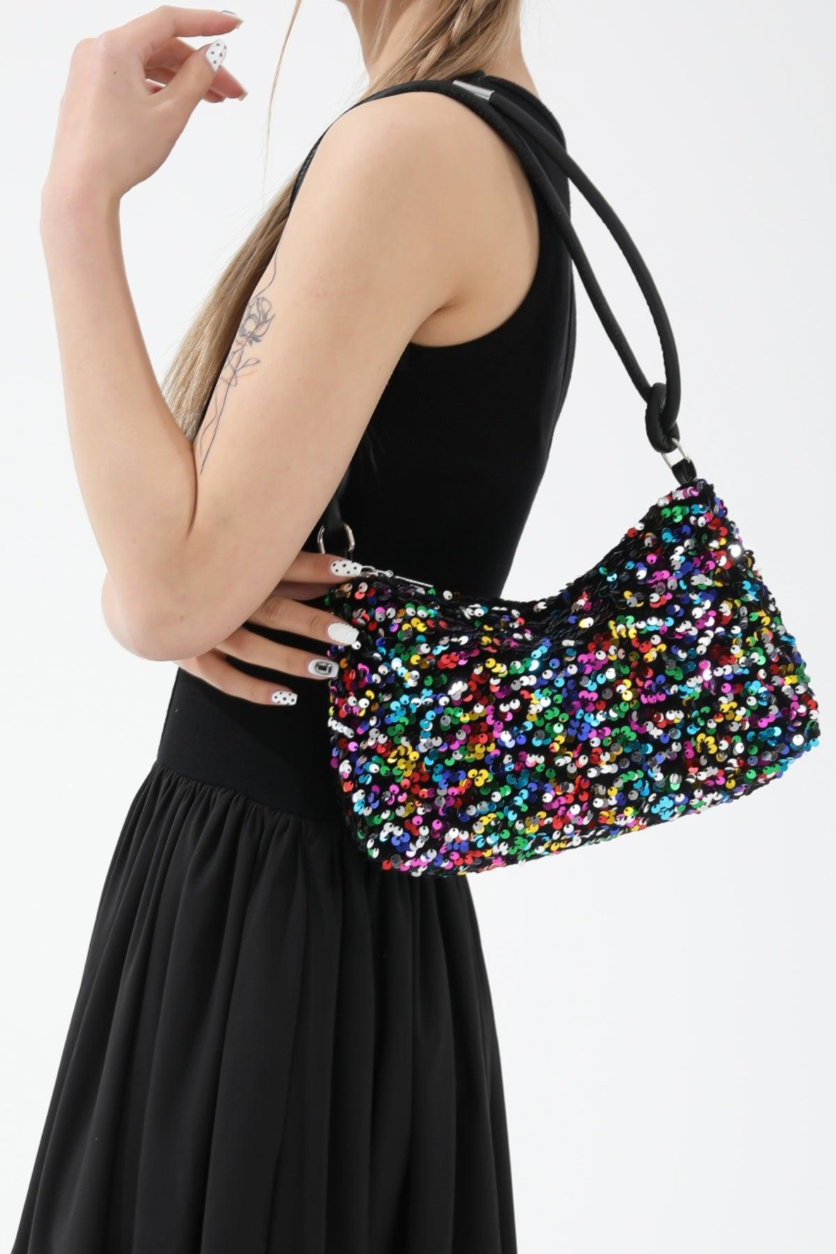 Sequin Double Strap Shoulder Bag - Trendy by Luna