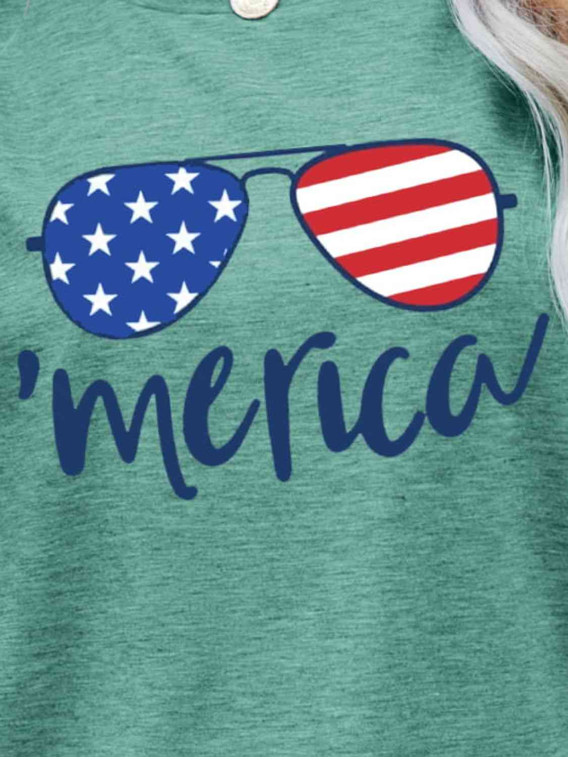 US Flag Glasses Graphic Tee - Trendy by Luna