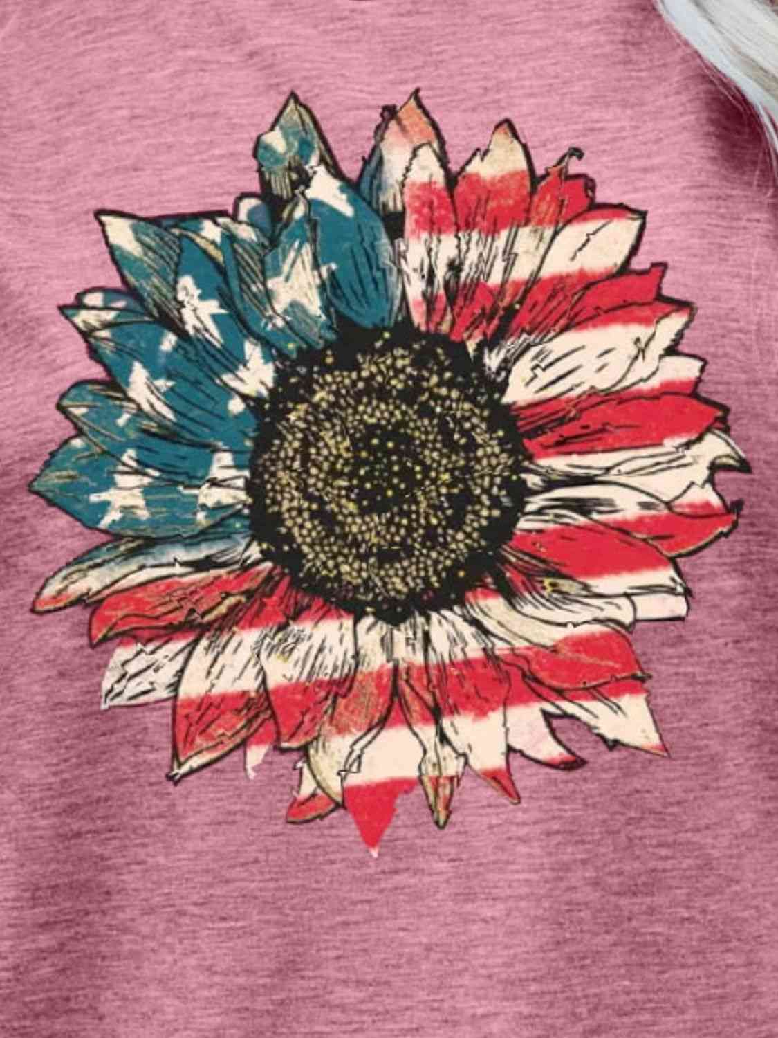 US Flag Flower Graphic Tee - Trendy by Luna