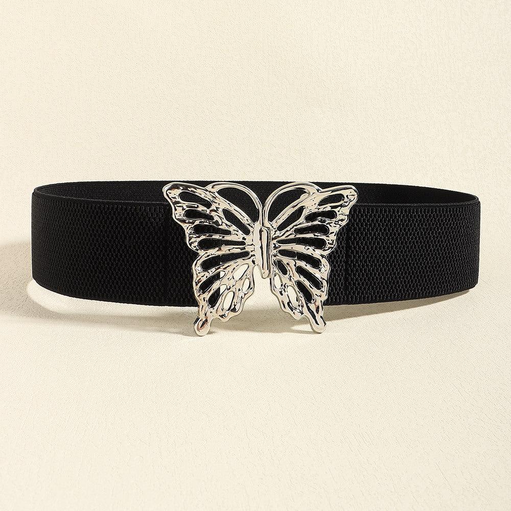 Butterfly Alloy Buckle Elastic Belt - Trendy by Luna