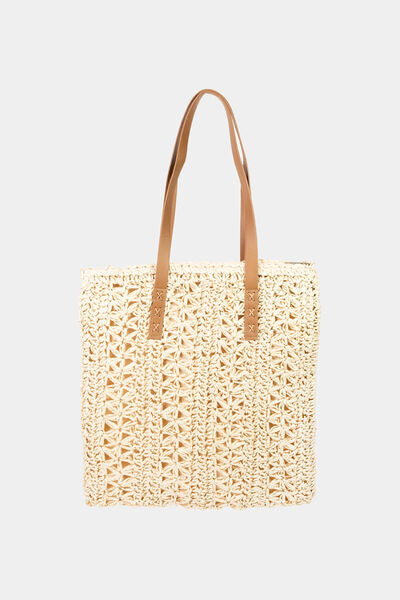 Fame Straw Braided Tote Bag - Trendy by Luna