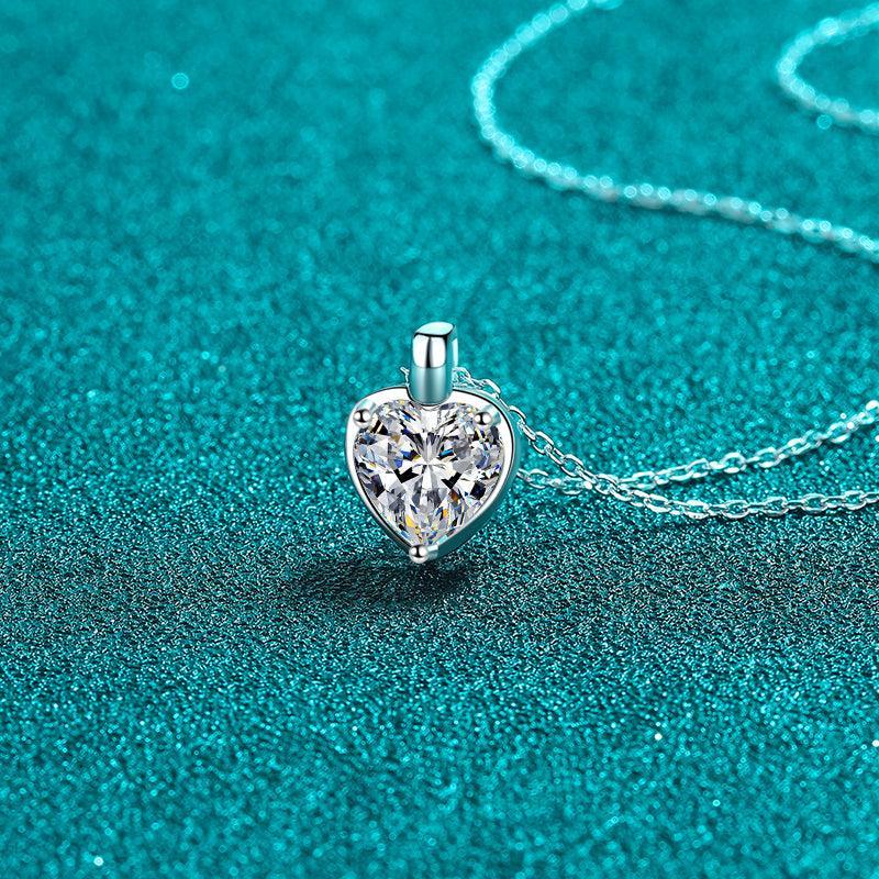 2 Carat Moissanite 925 Sterling Silver Heart Shape Necklace - Trendy by Luna