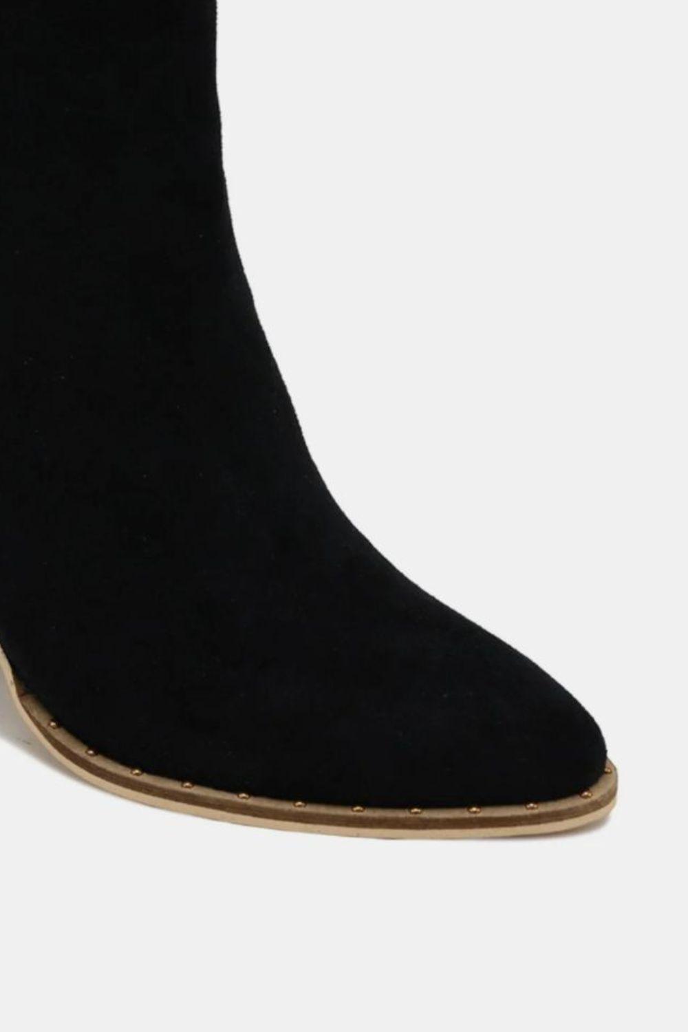 Beast Fashion Suede Point Toe Ankle Booties - Trendy by Luna