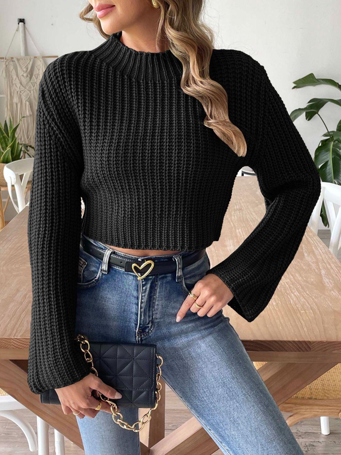 Trendy Mock Neck Long Sleeve Sweater - Trendy by Luna