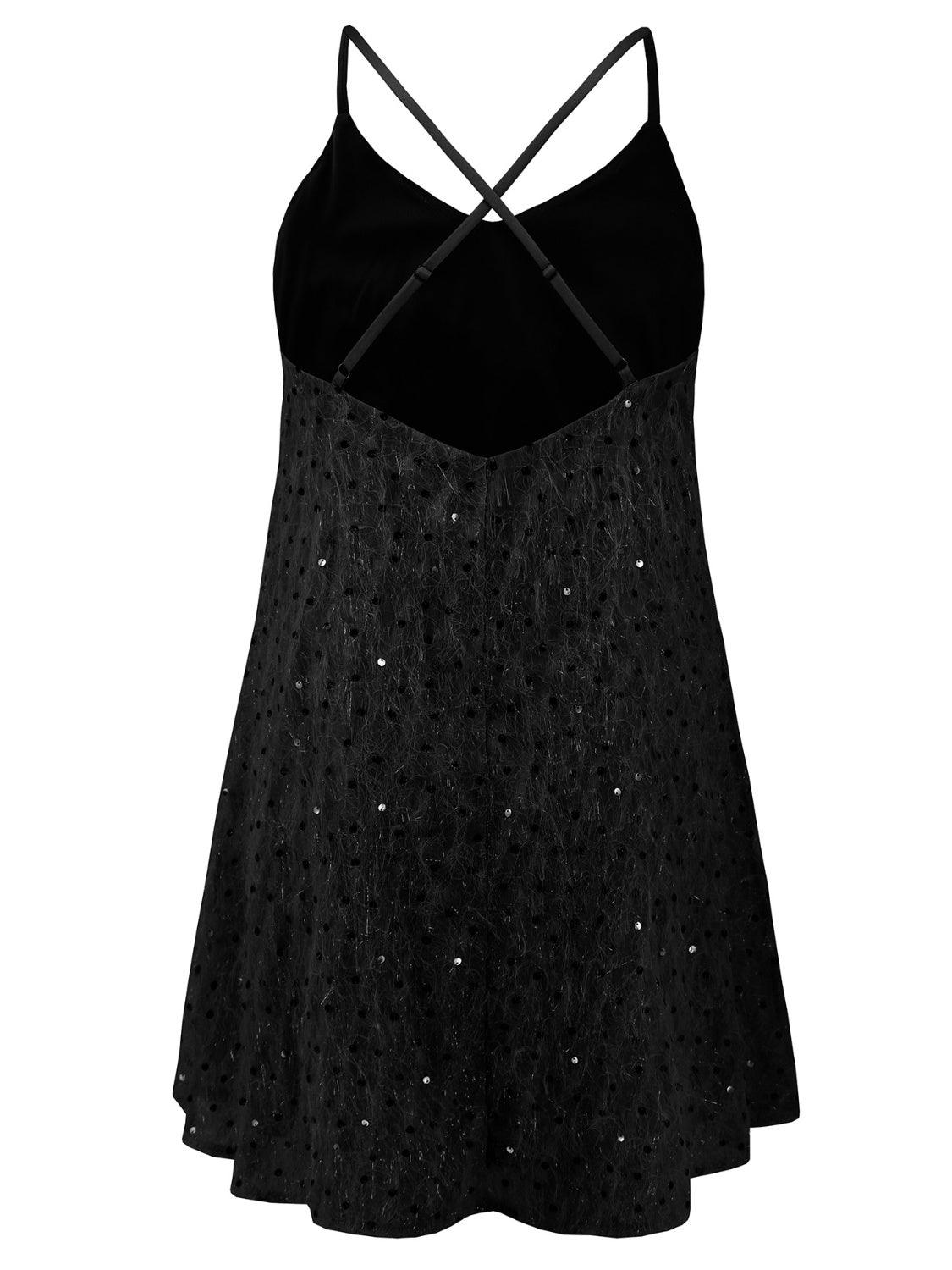 Sequin V-Neck Mini Cami Dress - Trendy by Luna