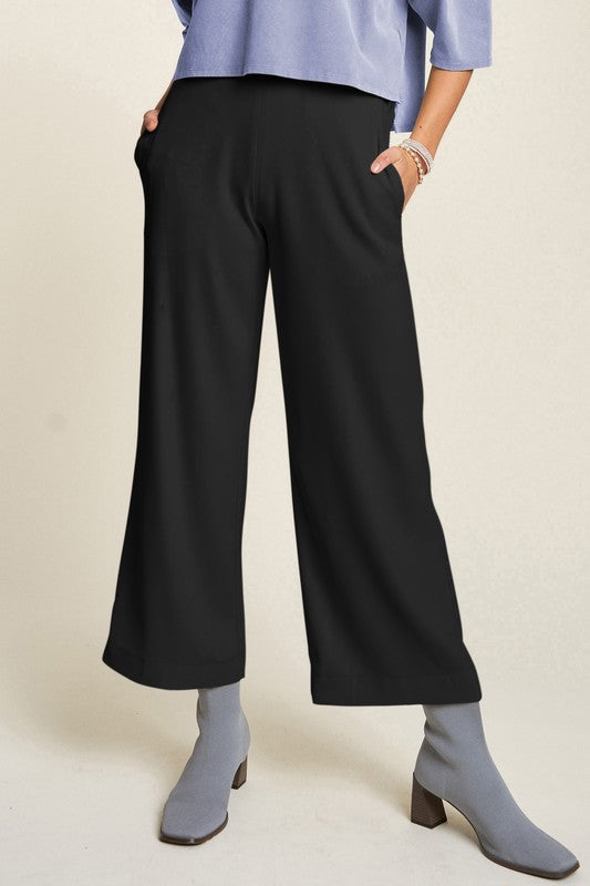 Wide Leg Mid-Rise Pants - Trendy by Luna