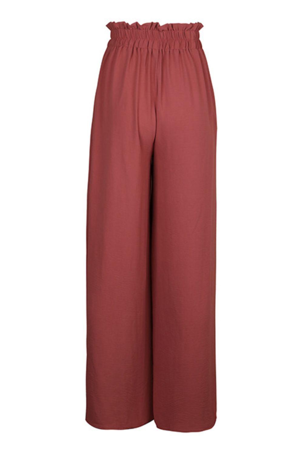 Perfee Frill Tied Wide Leg Pants - Trendy by Luna