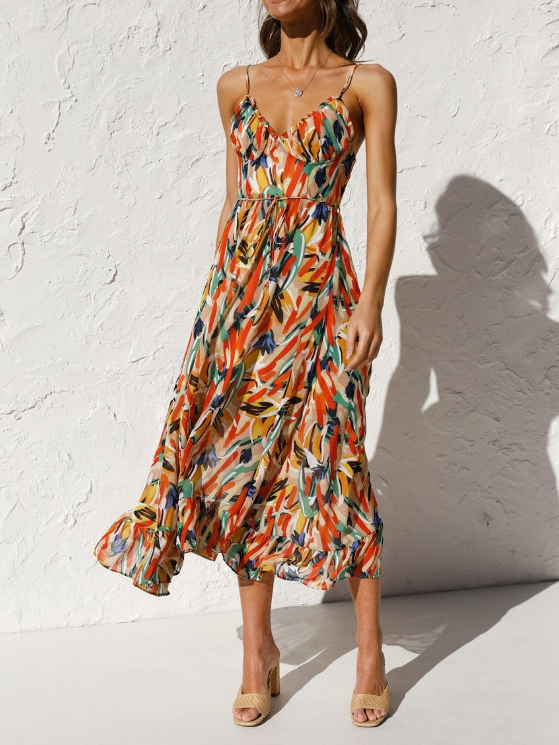 Printed Sleeveless Midi Cami dress - Trendy by Luna