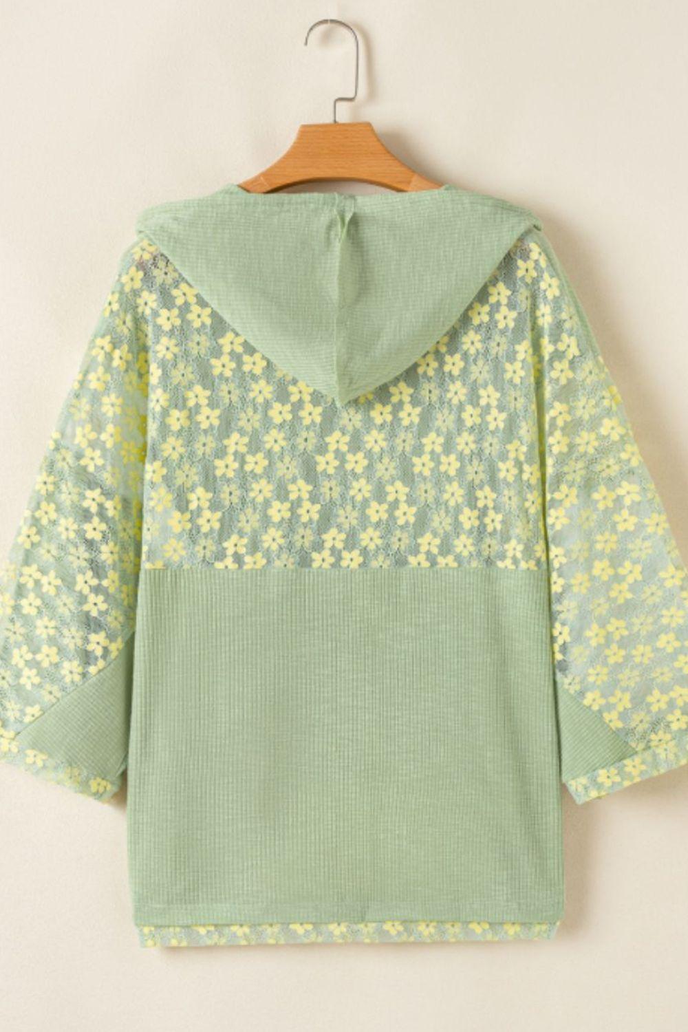 Peace Patch Batwing Sleeve Hooded Blouse - Trendy by Luna