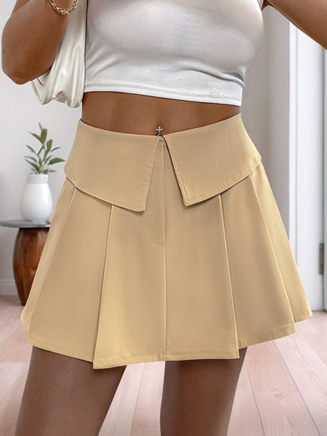 Pleated High Rise Shorts - Trendy by Luna