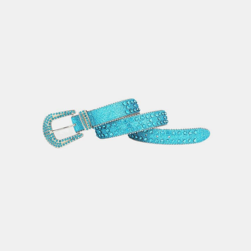 Rhinestone PU Leather Belt - Trendy by Luna