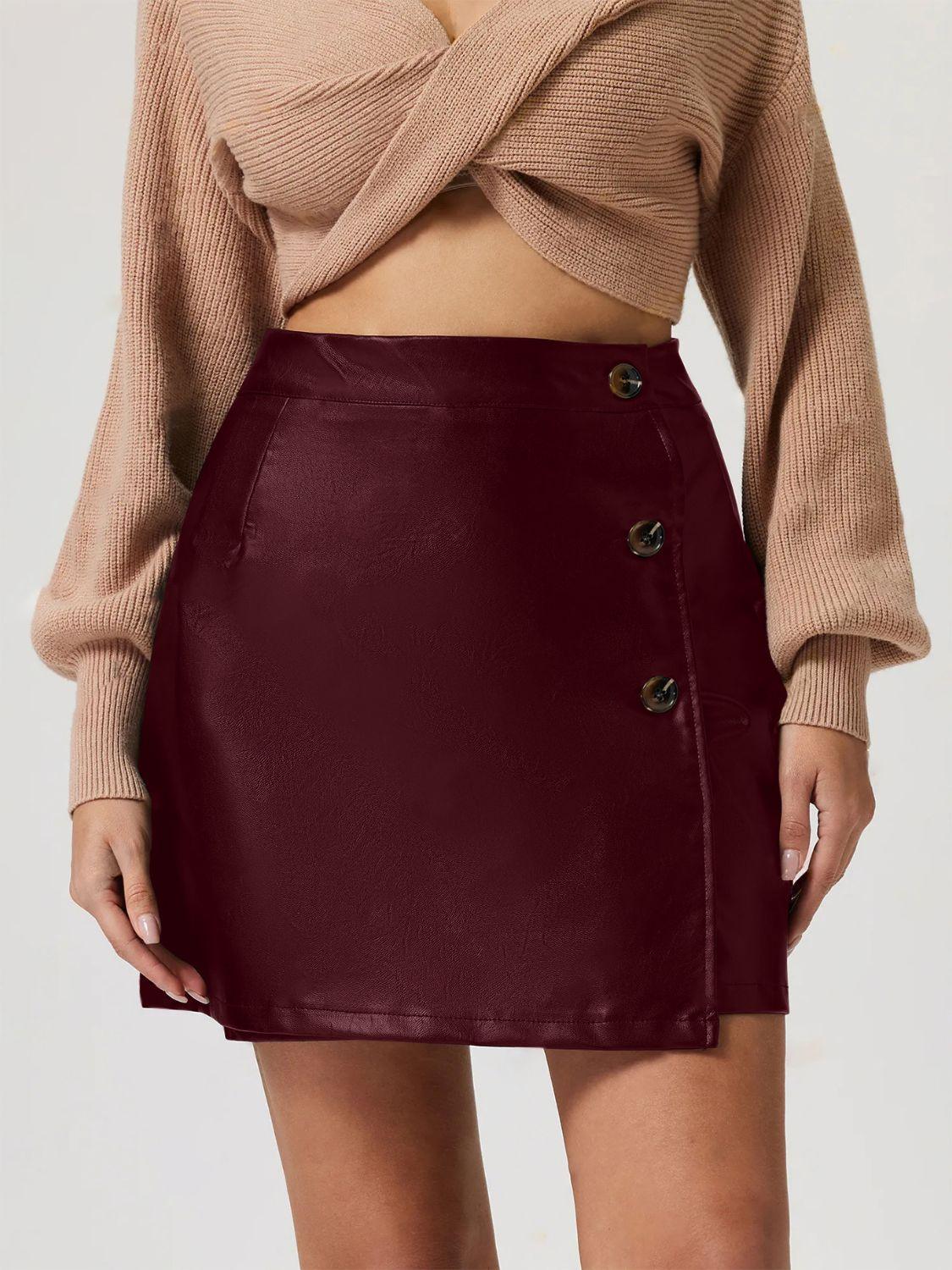 Buttoned High Rise Mini Skirt - Trendy by Luna