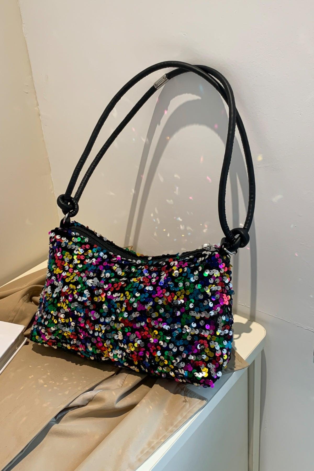 Sequin Double Strap Shoulder Bag - Trendy by Luna