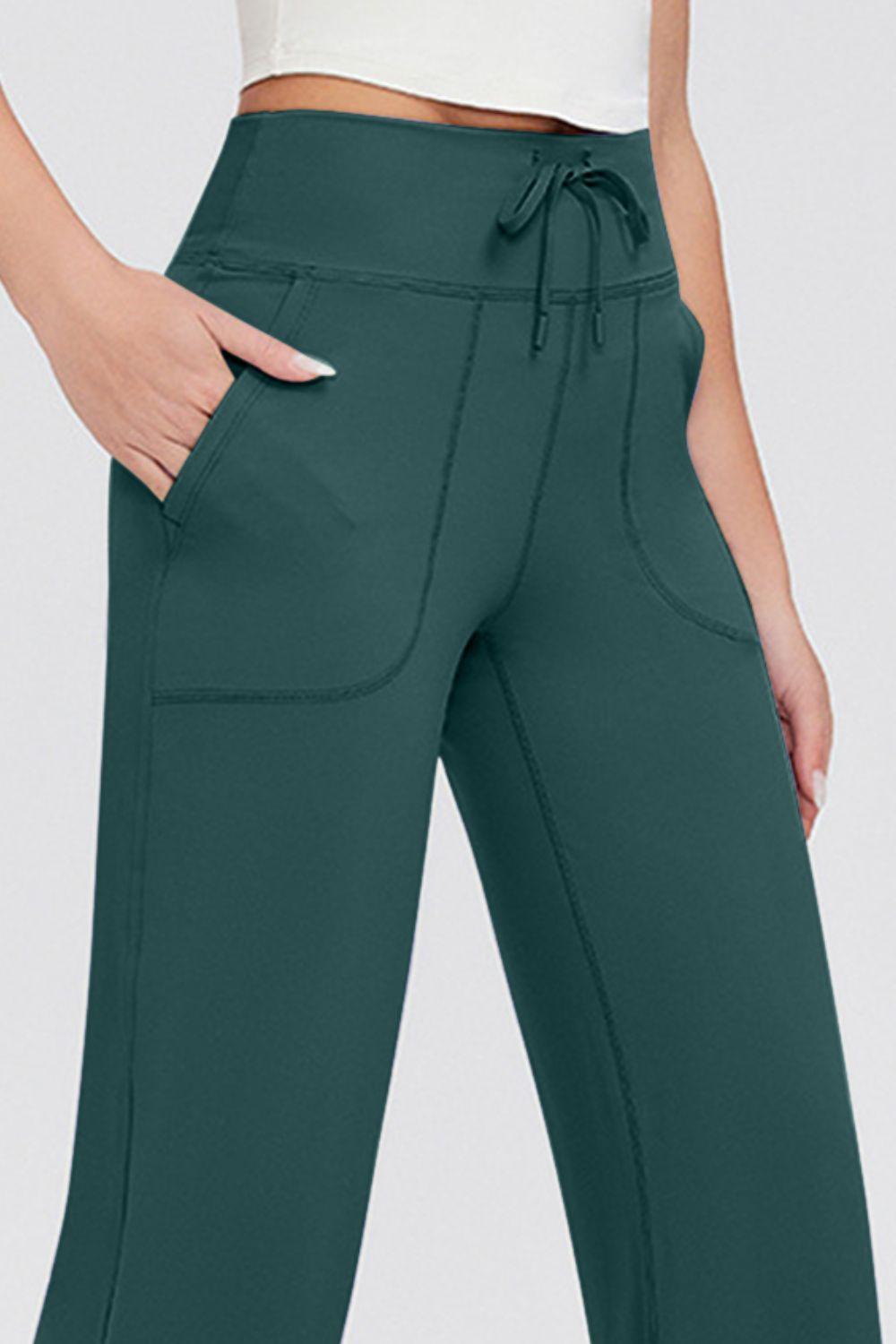 Basic Bae Full Size Drawstring High Waist Pants with Pockets - Trendy by Luna