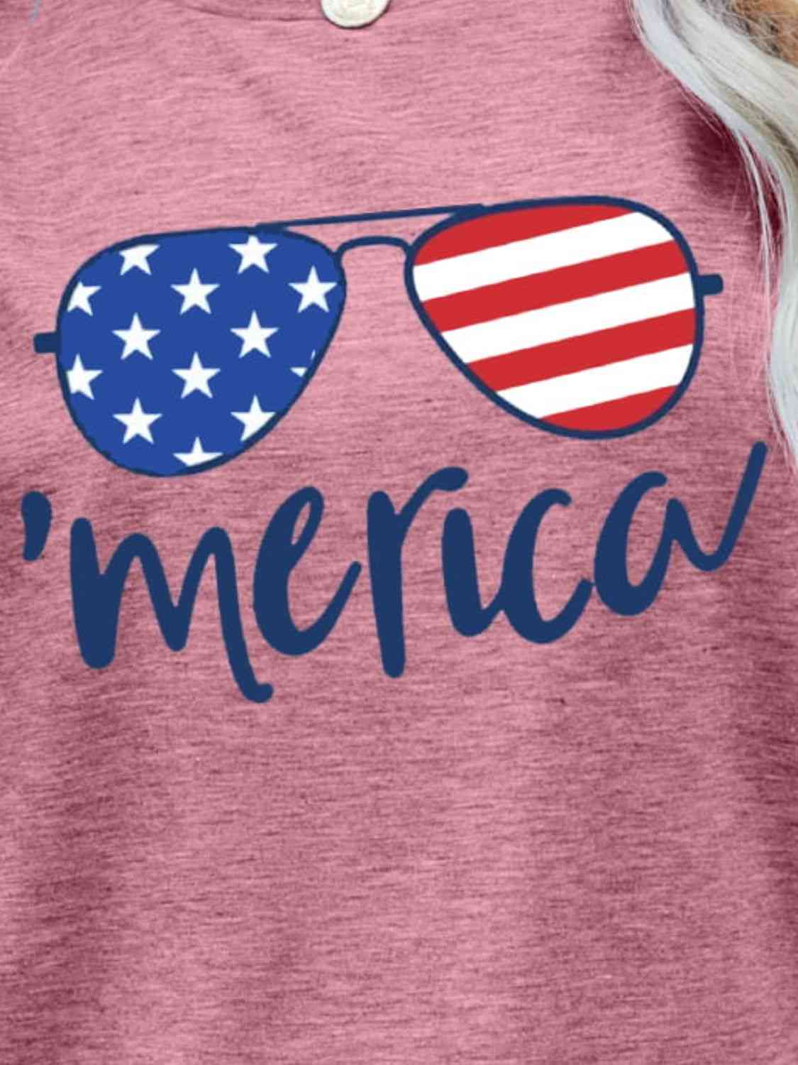 US Flag Glasses Graphic Tee - Trendy by Luna