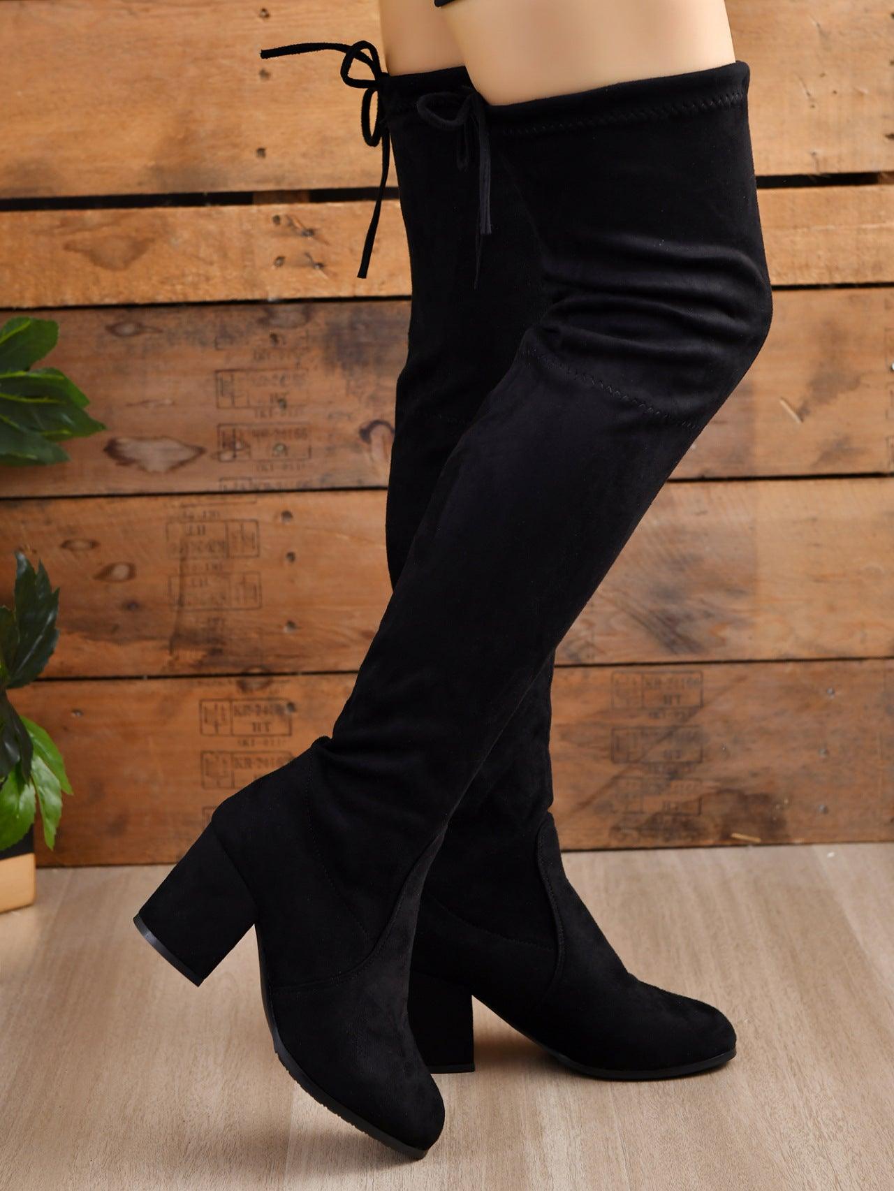 Round Toe Block Heel Boots - Trendy by Luna