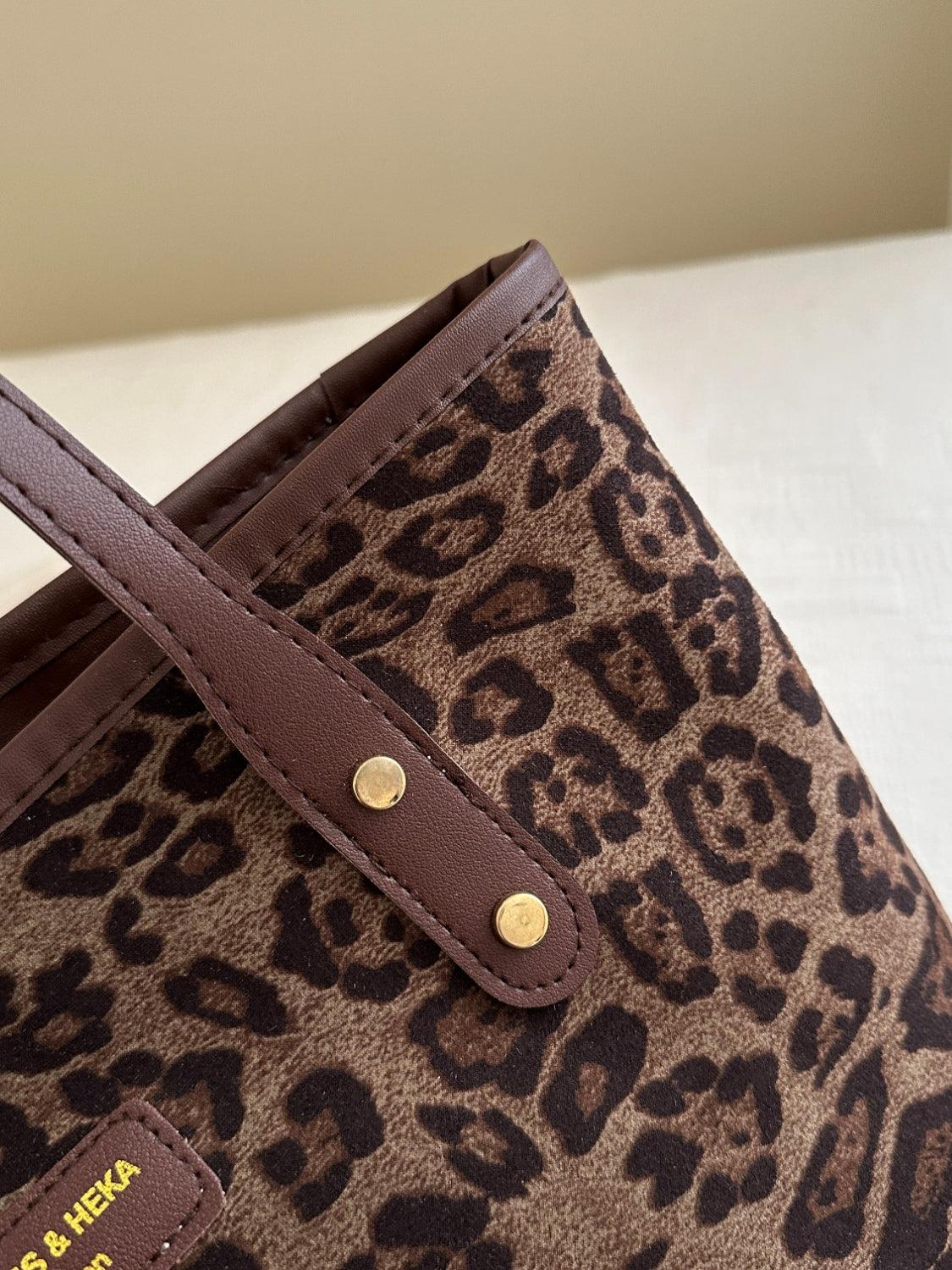 Leopard Polyester Tote Bag - Trendy by Luna