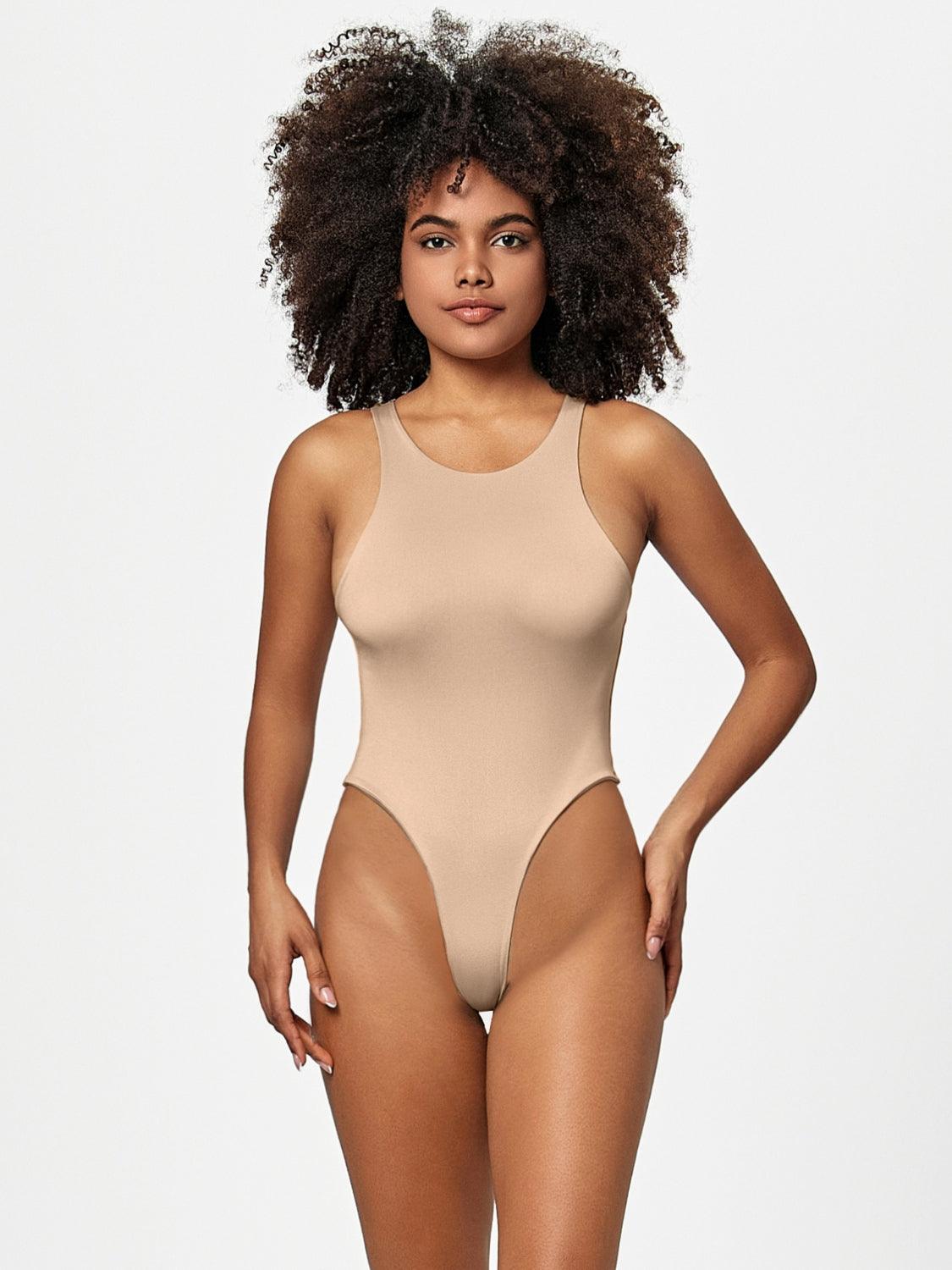 Full Size Round Neck Wide Strap Bodysuit - Trendy by Luna