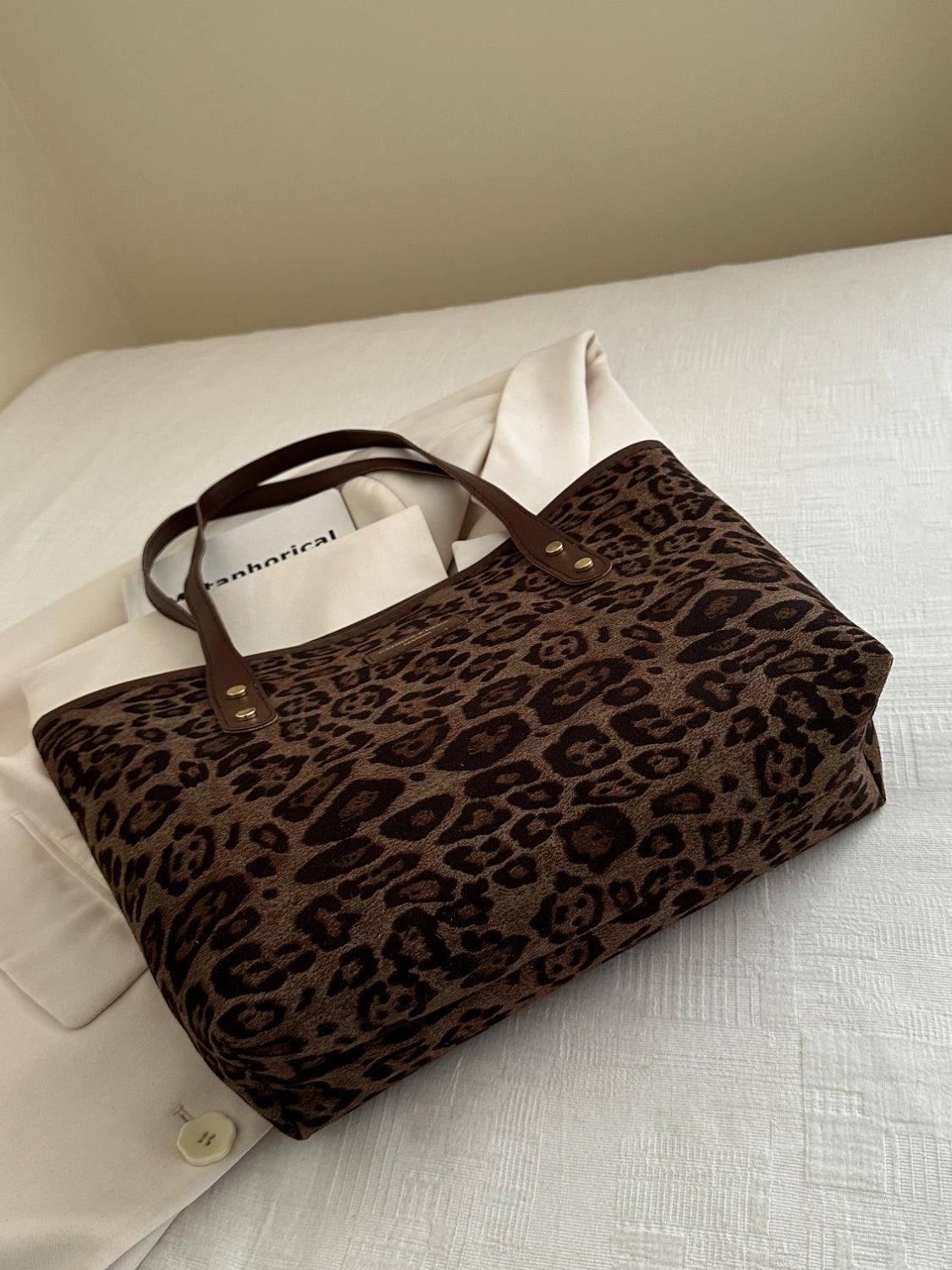 Leopard Polyester Tote Bag - Trendy by Luna