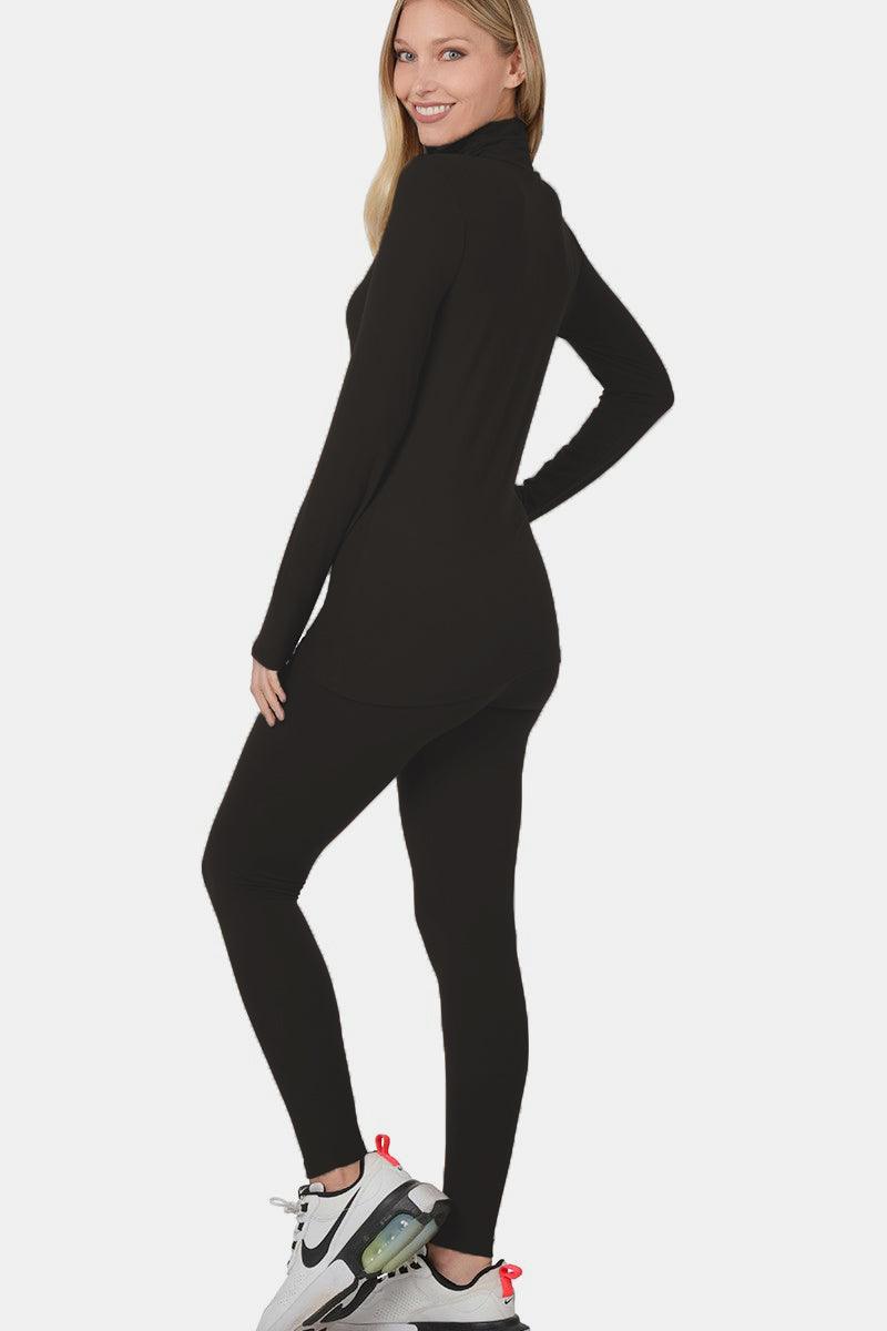 Zenana Full Size Turtleneck Top and Leggings Lounge Set - Trendy by Luna