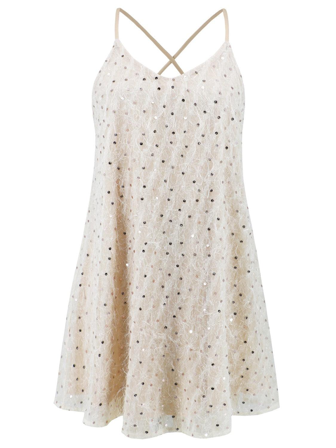 Sequin V-Neck Mini Cami Dress - Trendy by Luna