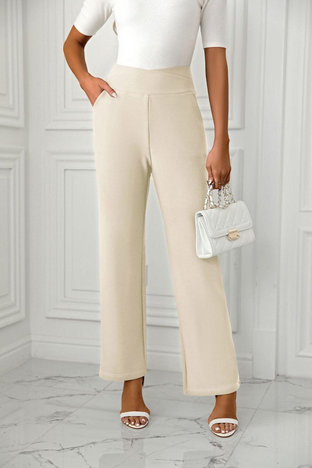 High Waist Straight Leg Pants - Trendy by Luna