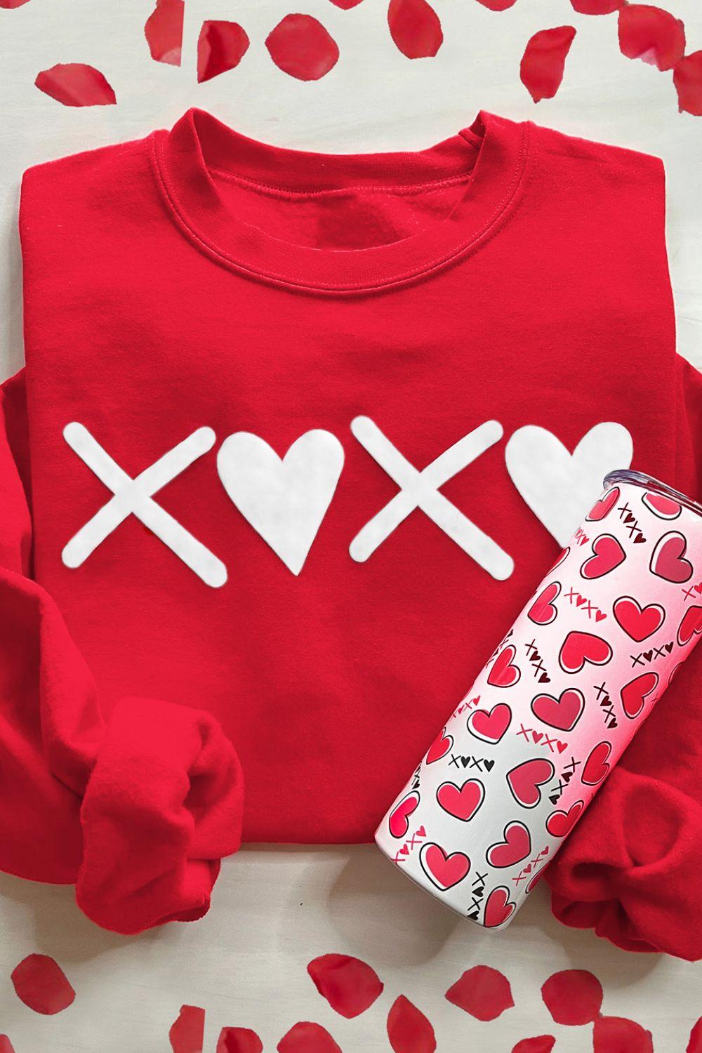 Valentine’s Day XOXO Round Neck Drop Shoulder Sweatshirt - Trendy by Luna