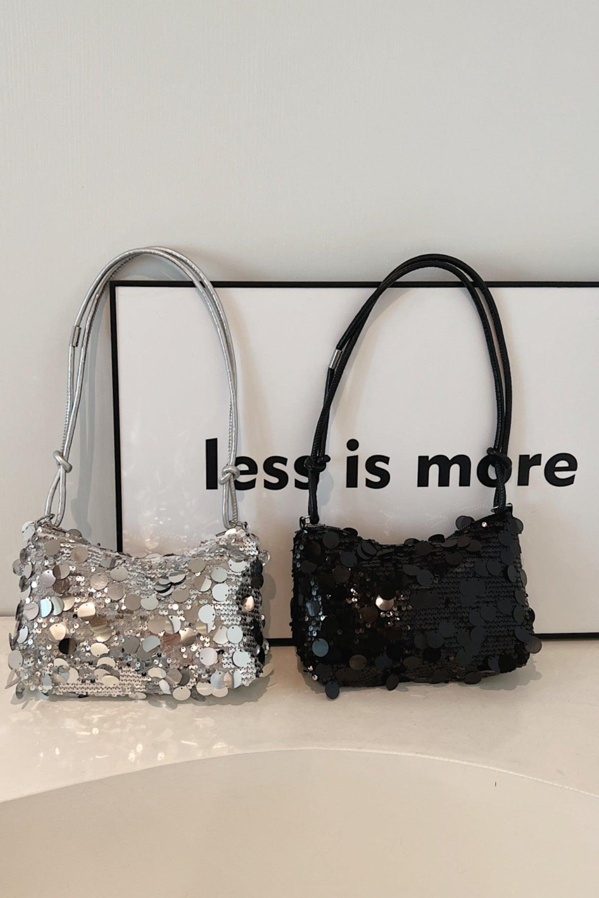 Sequin Knotted Straps Shoulder Bag - Trendy by Luna