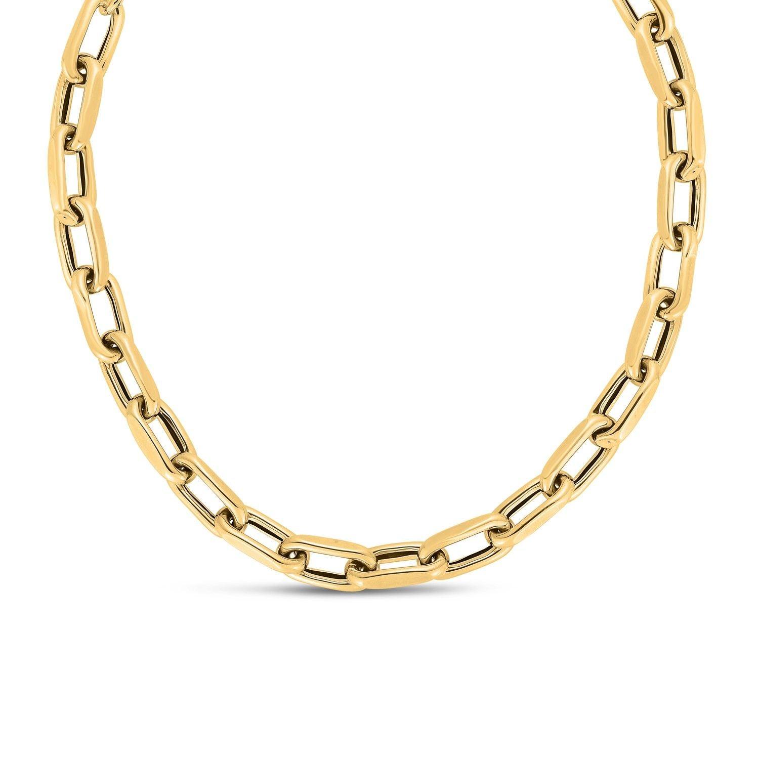 14k Yellow Gold French Cable Link Necklace (9mm) - Trendy by Luna