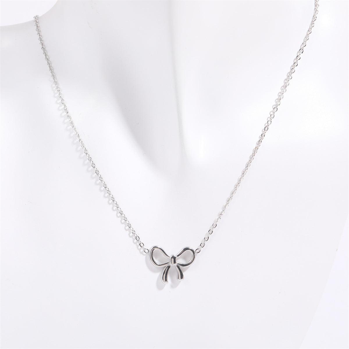 Titanium Steel Bow Pendant Necklace - Trendy by Luna