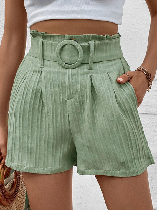 Perfee Belted Shorts with Pockets - Trendy by Luna