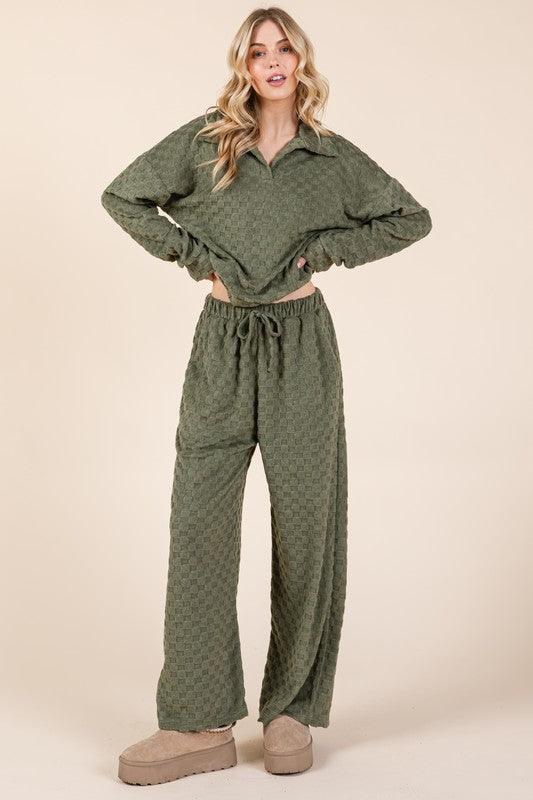 Tied Checkered Wide Leg Pants - Trendy by Luna