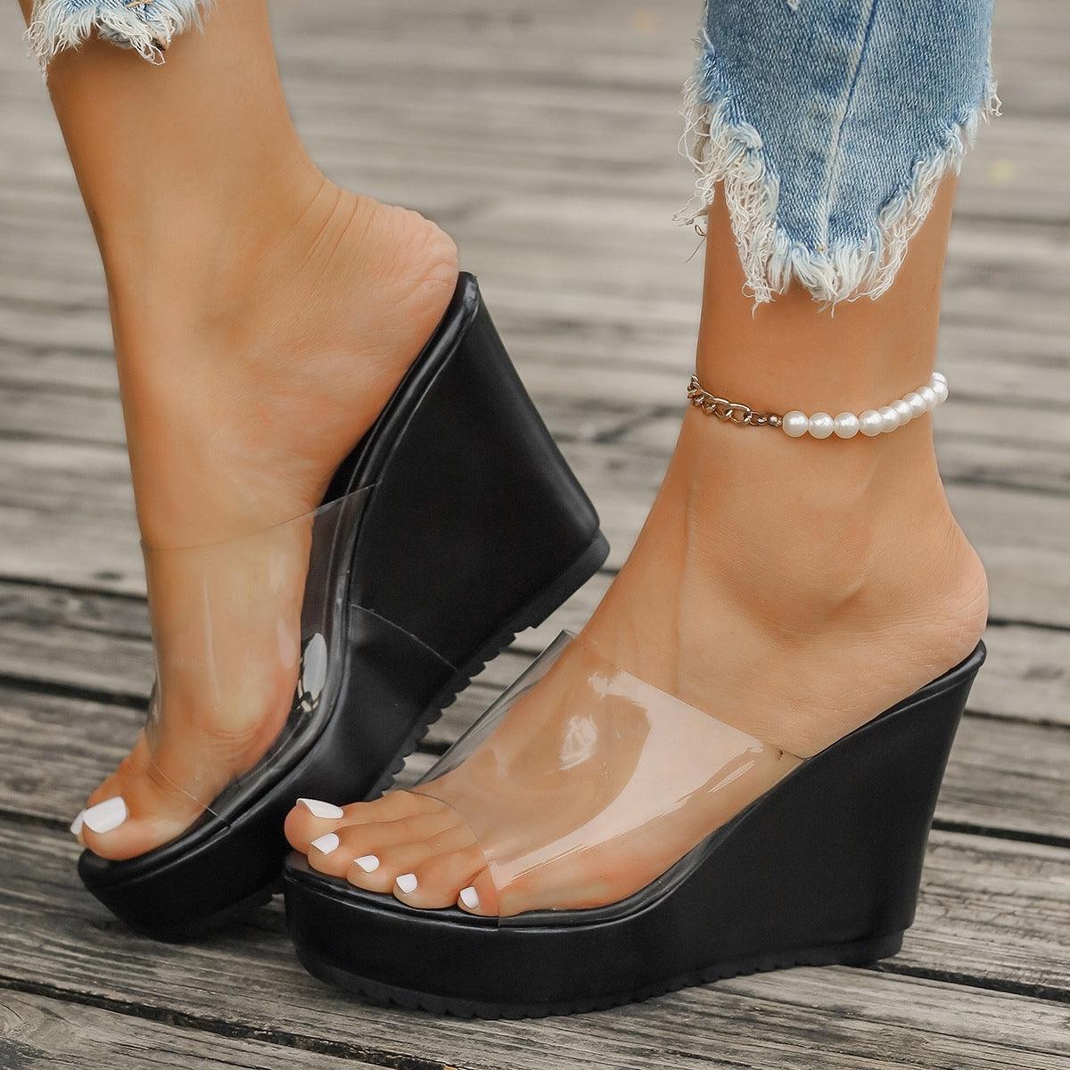 Open Toe Wedge Sandals - Trendy by Luna