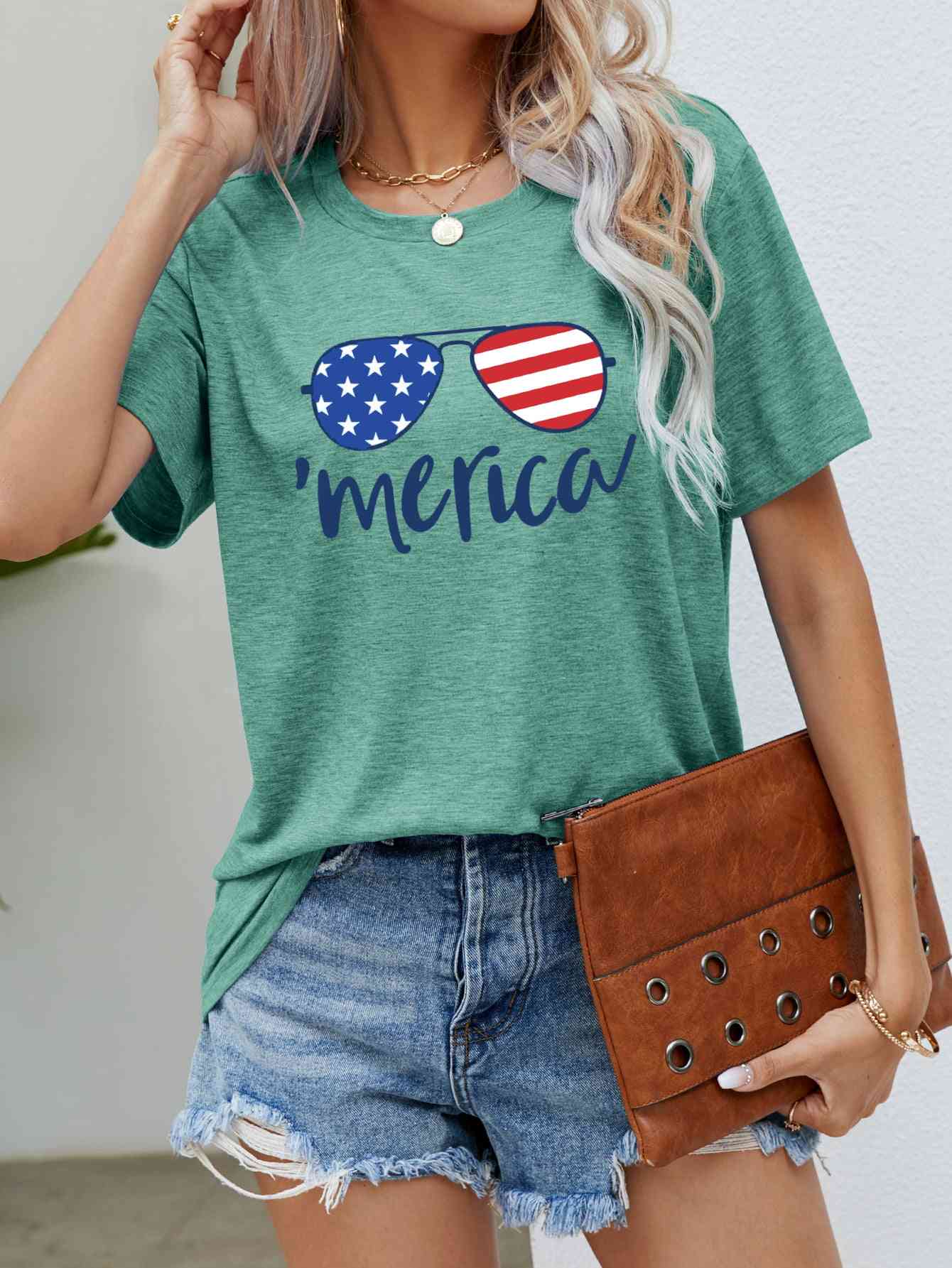 US Flag Glasses Graphic Tee - Trendy by Luna