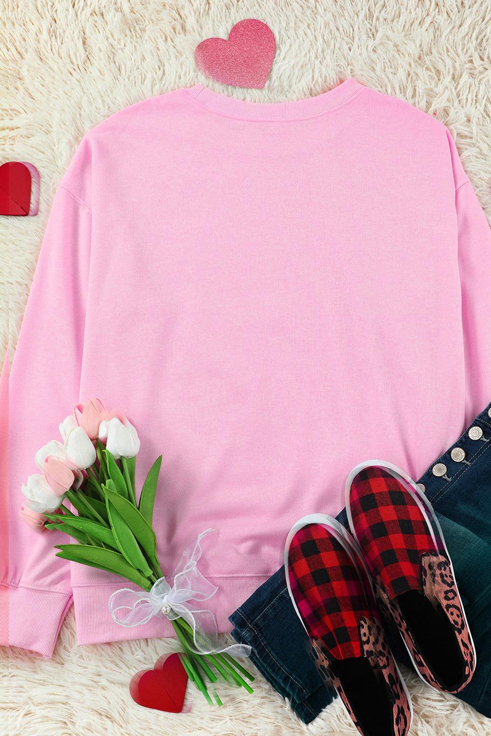 Contrast Heart Long Sleeve Sweatshirt - Trendy by Luna