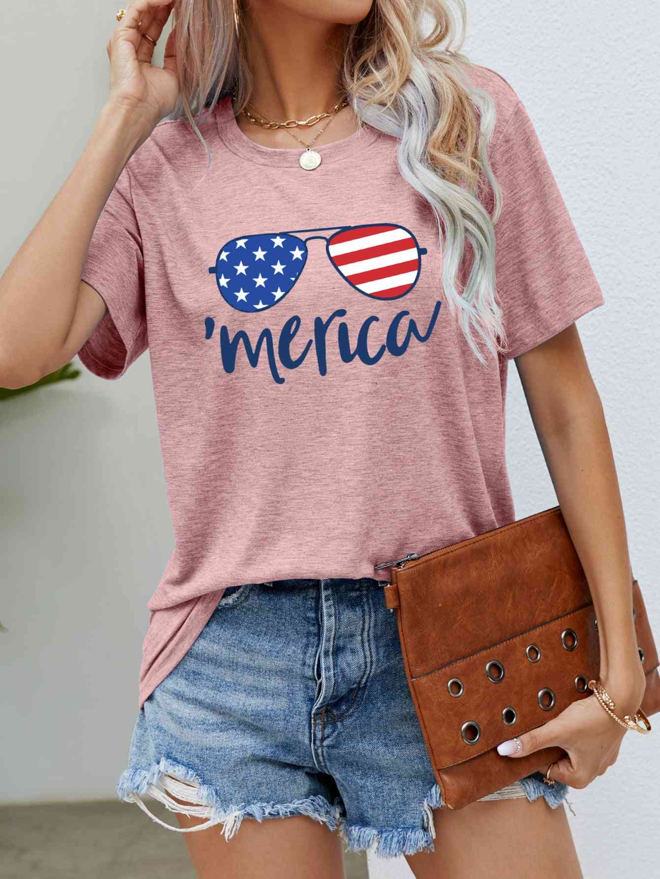 US Flag Glasses Graphic Tee - Trendy by Luna