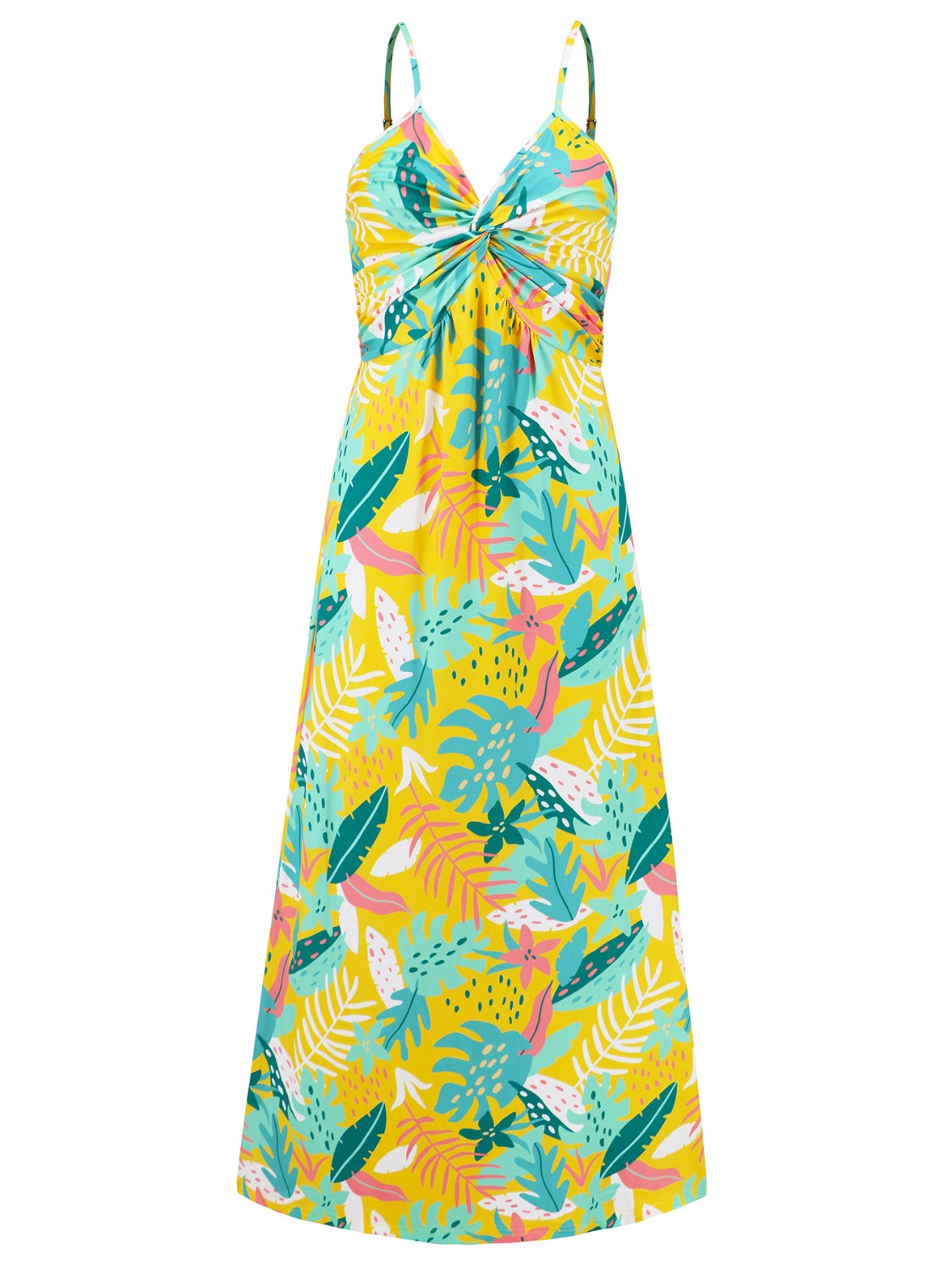 Twisted Printed V-Neck Cami Dress - Trendy by Luna