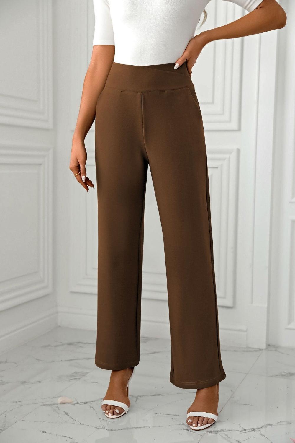 High Waist Straight Leg Pants - Trendy by Luna