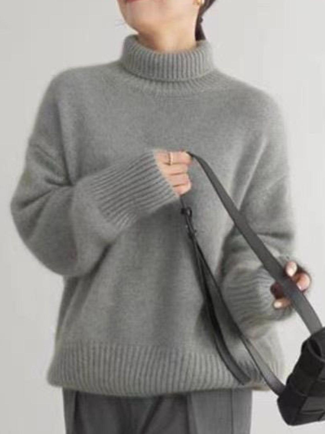 Trendy Oversized Turtleneck Sweater - Trendy by Luna